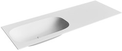 STOR Small Talc solid surface inbouw wastafel 130cm. Positie wasbak Links.