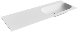 STOR Small Talc solid surface inbouw wastafel 130cm. Positie wasbak Rechts.