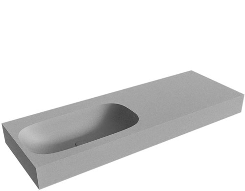 STOR SMALL Plata vrijhangende wastafel 131cm. Positie wasbak Links rand 12cm. 