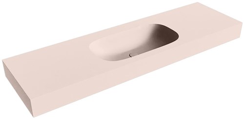 STOR SMALL Rosee vrijhangende wastafel 160cm. Positie wasbak Midden rand 12cm. 