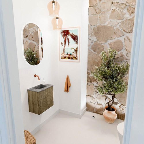 JOYA-DLUX 40cm toiletmeubel kleur Dusk. Wastafel FAYE positie Midden Zonder kraangat kleur Sombra.