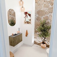 JOYA-DLUX 60cm toiletmeubel kleur Dusk. Wastafel FAYE positie Links 1 kraangat kleur Sombra.