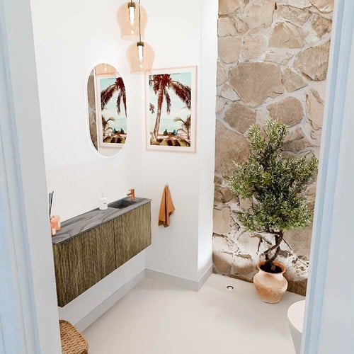 JOYA-DLUX 100cm toiletmeubel kleur Dusk. Wastafel FAYE positie Rechts 1 kraangat kleur Sombra.