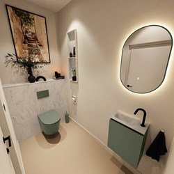 TURE-DLUX 40cm toiletmeubel Army. EDEN wastafel Opalo positie links. Met 1 kraangat.