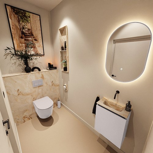 TURE-DLUX 40cm toiletmeubel Cale. EDEN wastafel Frappe positie midden. Zonder kraangat.