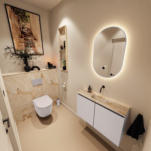 TURE-DLUX 80cm toiletmeubel Cale. EDEN wastafel Frappe positie midden. Zonder kraangat.