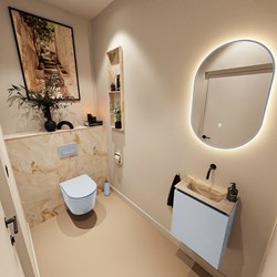 TURE-DLUX 40cm mueble fondo reducido Clay. EDEN lavabo posición Centro Frappe. sin orificio.