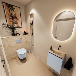 TURE-DLUX 40cm toiletmeubel Clay. EDEN wastafel Frappe positie rechts. Zonder kraangat.
