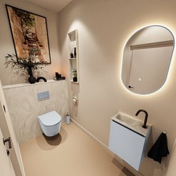 TURE-DLUX 40cm toiletmeubel Clay. EDEN wastafel Ostra positie links. Met 1 kraangat.