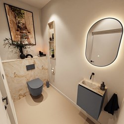 TURE-DLUX 40cm toiletmeubel Dark Grey. EDEN wastafel Frappe positie links. Zonder kraangat.