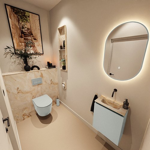 TURE-DLUX 40cm mueble fondo reducido Greey. EDEN lavabo posición Centro Frappe. sin orificio.