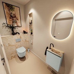 TURE-DLUX 40cm toiletmeubel Greey. EDEN wastafel Frappe positie rechts. Met 1 kraangat.