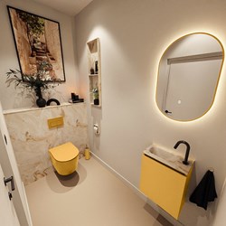 TURE-DLUX 40cm toiletmeubel Ocher. EDEN wastafel Frappe positie links. Met 1 kraangat.
