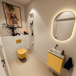 TURE-DLUX 40cm toiletmeubel Ocher. EDEN wastafel Ostra positie links. Zonder kraangat.