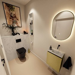 TURE-DLUX 40cm toiletmeubel Oro. EDEN wastafel Opalo positie rechts. Zonder kraangat.