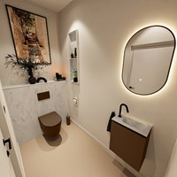 TURE-DLUX 40cm mueble fondo reducido Rust. EDEN lavabo posición Derecho Opalo. 1 orificio.