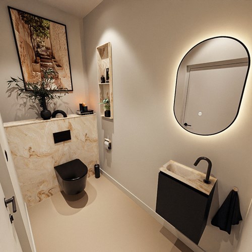 TURE-DLUX 40cm meuble lave-main Urban. Lavabo EDEN Frappe position Gauche 1 trou pour robinetter.