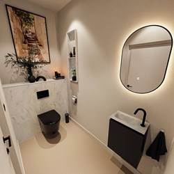 TURE-DLUX 40cm toiletmeubel Urban. EDEN wastafel Opalo positie links. Met 1 kraangat.