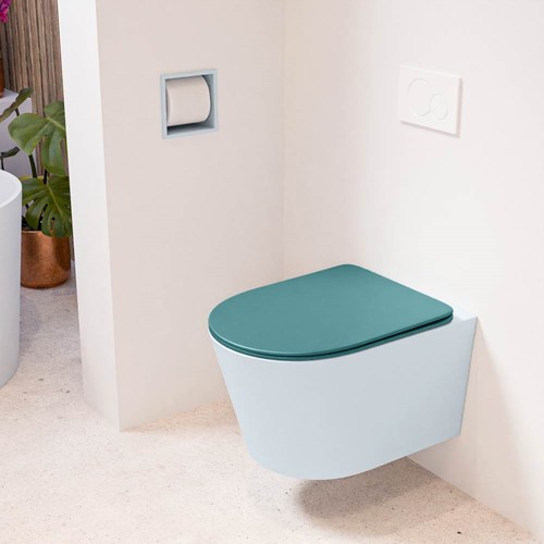 LAVIE hangend toilet single fire rimless diepspoel Clay. Toiletzitting met quick-release & softclose Smag.