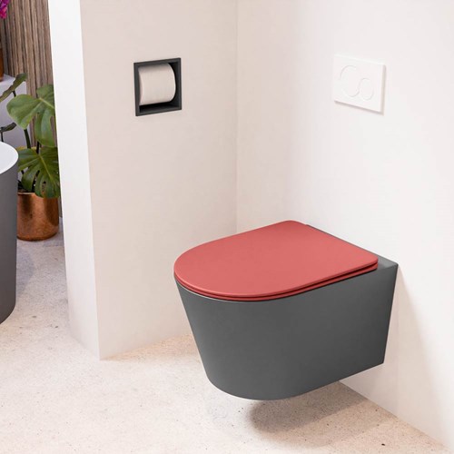 LAVIE hangend toilet single fire rimless diepspoel Dark Grey. Toiletzitting met quick-release & softclose Fire.