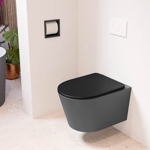LAVIE hangend toilet single fire rimless diepspoel Dark Grey. Toiletzitting met quick-release & softclose Urban.