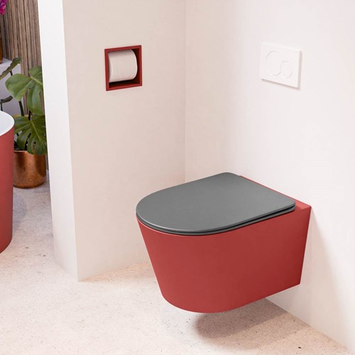 LAVIE hangend toilet single fire rimless diepspoel Fire. Toiletzitting met quick-release & softclose Dark Grey.