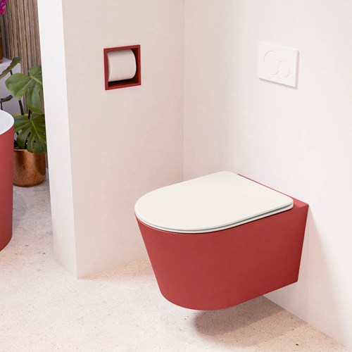 LAVIE hangend toilet single fire rimless diepspoel Fire. Toiletzitting met quick-release & softclose Linen.