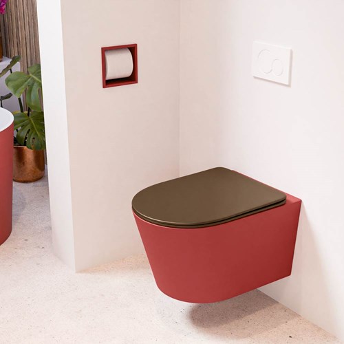 LAVIE hangend toilet single fire rimless diepspoel Fire. Toiletzitting met quick-release & softclose Rust.