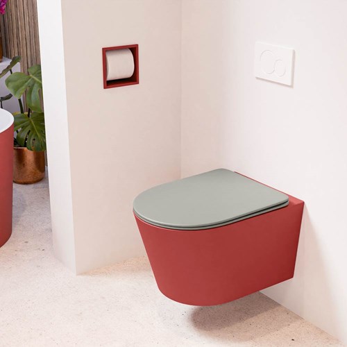 LAVIE hangend toilet single fire rimless diepspoel Fire. Toiletzitting met quick-release & softclose Smoke.