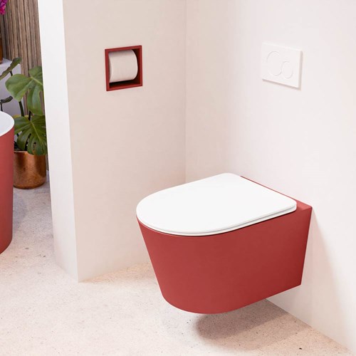 LAVIE hangend toilet single fire rimless diepspoel Fire. Toiletzitting met quick-release & softclose Talc.