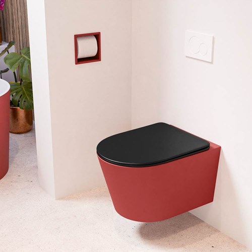 LAVIE hangend toilet single fire rimless diepspoel Fire. Toiletzitting met quick-release & softclose Urban.