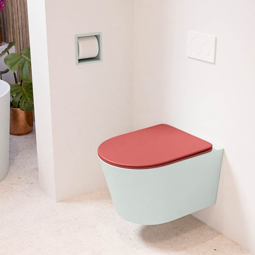 LAVIE hangend toilet single fire rimless diepspoel Greey. Toiletzitting met quick-release & softclose Fire.