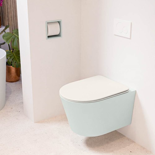 LAVIE hangend toilet single fire rimless diepspoel Greey. Toiletzitting met quick-release & softclose Linen.