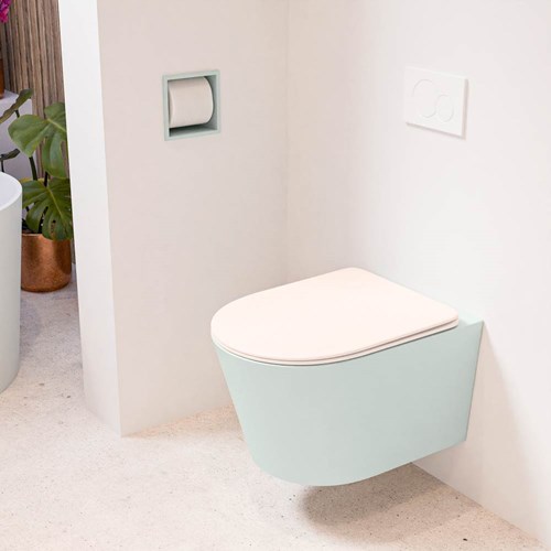 LAVIE hangend toilet single fire rimless diepspoel Greey. Toiletzitting met quick-release & softclose Rosee.