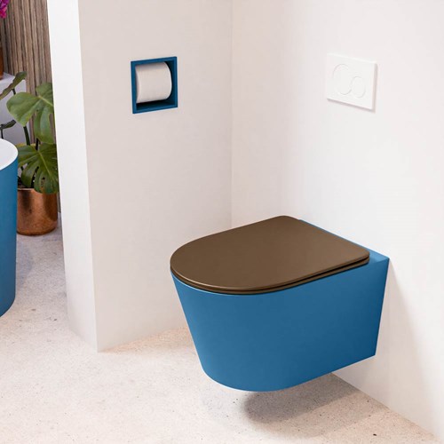 LAVIE hangend toilet single fire rimless diepspoel Jeans. Toiletzitting met quick-release & softclose Rust.