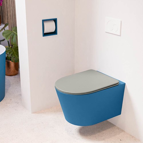 LAVIE hangend toilet single fire rimless diepspoel Jeans. Toiletzitting met quick-release & softclose Smoke.