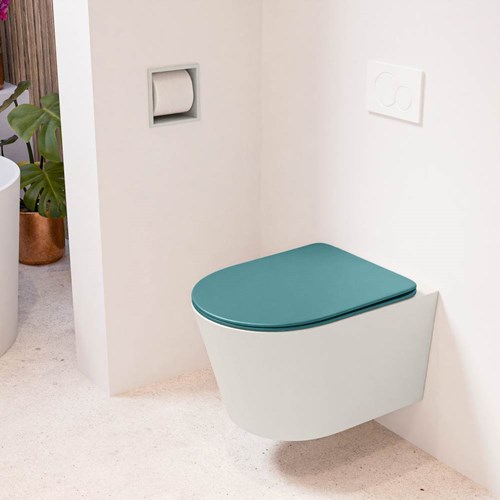 LAVIE hangend toilet single fire rimless diepspoel Linen. Toiletzitting met quick-release & softclose Smag.