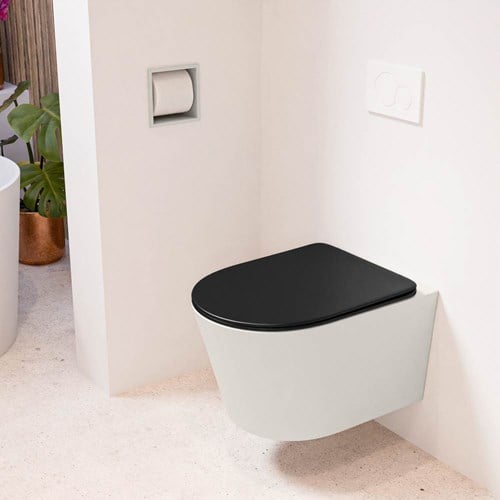 LAVIE hangend toilet single fire rimless diepspoel Linen. Toiletzitting met quick-release & softclose Urban.