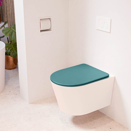 LAVIE hangend toilet single fire rimless diepspoel Rosee. Toiletzitting met quick-release & softclose Smag.