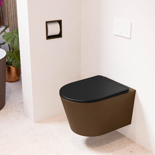 LAVIE hangend toilet single fire rimless diepspoel Rust. Toiletzitting met quick-release & softclose Urban.