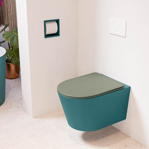 LAVIE hangend toilet single fire rimless diepspoel Smag. Toiletzitting met quick-release & softclose Army.