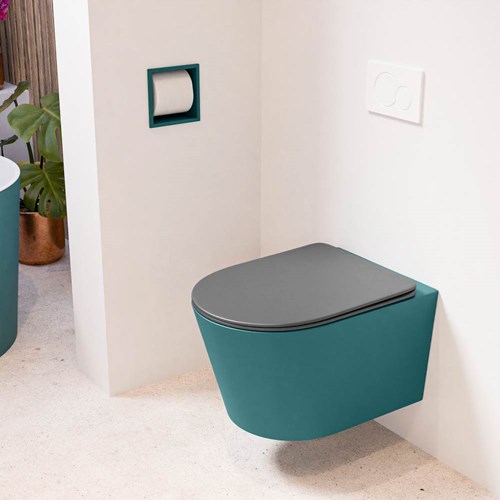 LAVIE hangend toilet single fire rimless diepspoel Smag. Toiletzitting met quick-release & softclose Dark Grey.