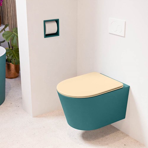 LAVIE hangend toilet single fire rimless diepspoel Smag. Toiletzitting met quick-release & softclose Sand.