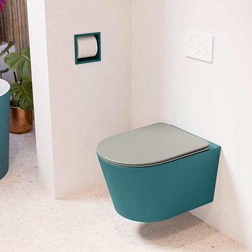 LAVIE hangend toilet single fire rimless diepspoel Smag. Toiletzitting met quick-release & softclose Smoke.