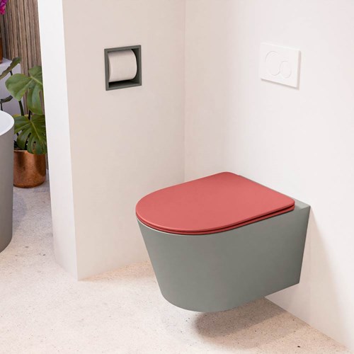 LAVIE hangend toilet single fire rimless diepspoel Smoke. Toiletzitting met quick-release & softclose Fire.