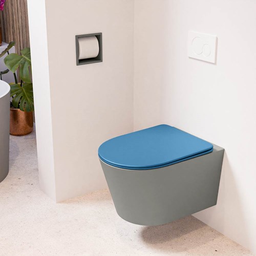 LAVIE hangend toilet single fire rimless diepspoel Smoke. Toiletzitting met quick-release & softclose Jeans.