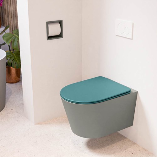 LAVIE hangend toilet single fire rimless diepspoel Smoke. Toiletzitting met quick-release & softclose Smag.