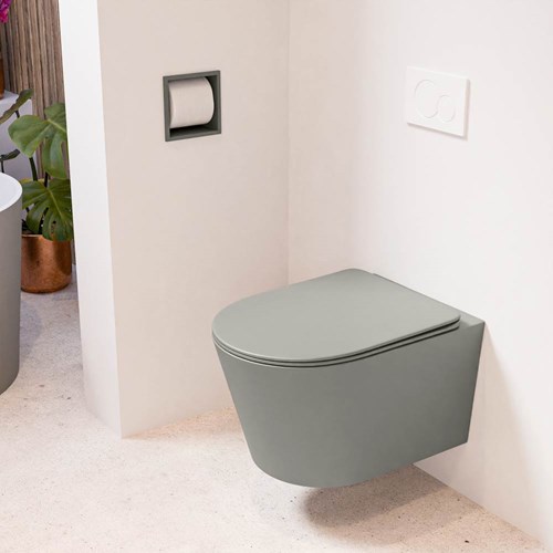 LAVIE hangend toilet single fire rimless diepspoel Smoke. Toiletzitting met quick-release & softclose Smoke.