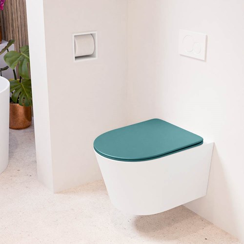 LAVIE hangend toilet single fire rimless diepspoel Talc. Toiletzitting met quick-release & softclose Smag.