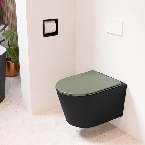 LAVIE hangend toilet single fire rimless diepspoel Urban. Toiletzitting met quick-release & softclose Army.